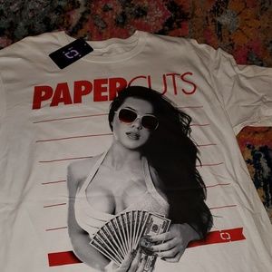 Tmls Men's T shirt Papercuts sexy chick with cash
